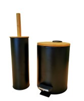 Szemétkosár BAMBOO 3 l - feekte + WC kefe