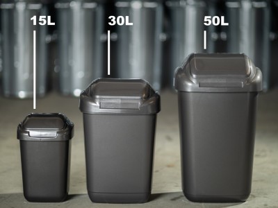 FEREX Műanyag szemetes kosár fém grafit színű 15 l