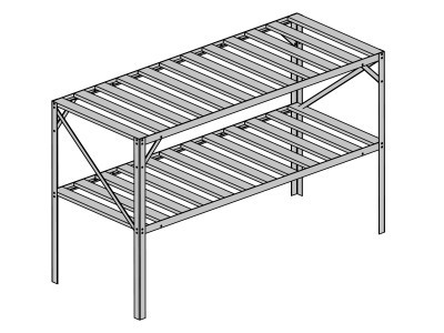 Alumínium állvány LANITPLAST 130x50 cm 2 db polccal ezüst GSB2